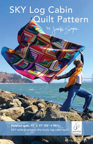 Sky Log Cabin Quilt - 77x77 by Jennifer Sampou