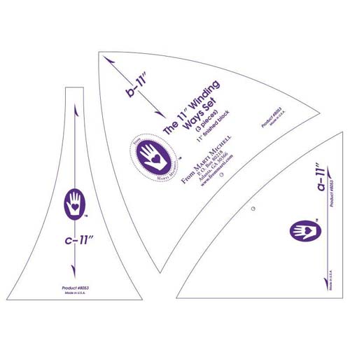 Marti Michell perfect patchwrk templates set 11 inch winding ways 8053