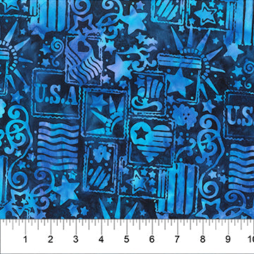 Bandana - Stamps - Royal Blue - patriotic themed stamps on dark blue