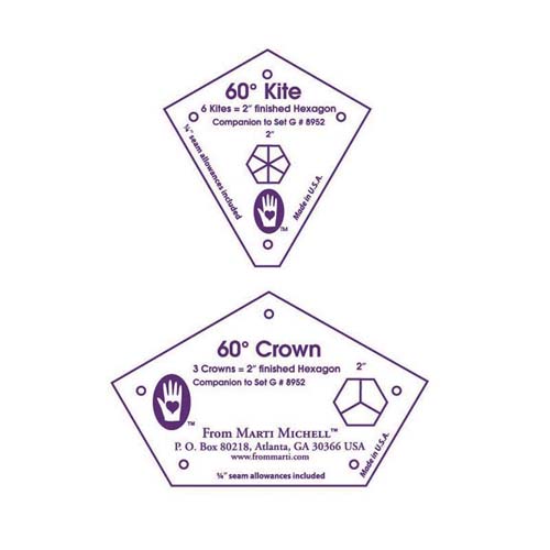 Marti Michell One-derful One-Patch Templates-kite & crown 2"