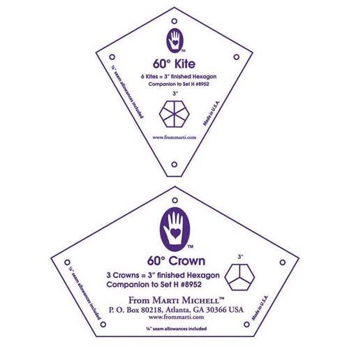 Marti Michell One-derful One-Patch Templates-kite & crown 3"