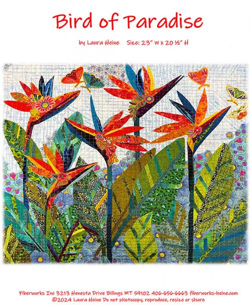 Bird of Paradise - 23 x 20 - Bird of paradise flower collage - by Laura Heine