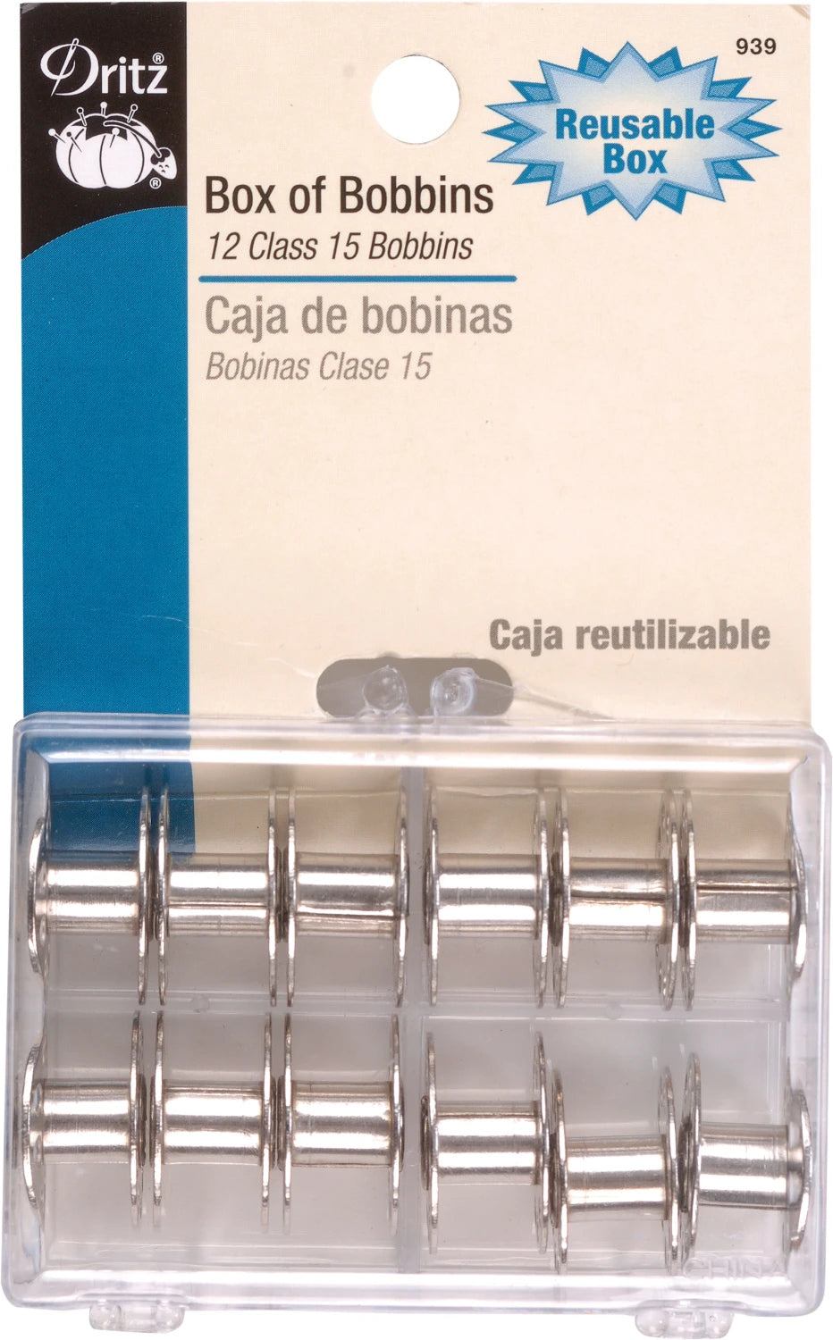 Dritz - Box of bobbins - 12 bobbins - Class 15