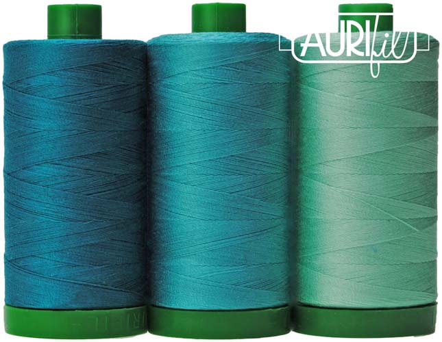 Aurifil Color Builder - Blue-throated Macaw - 40 wt. - 3 spools - teal
