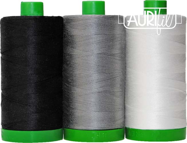 Aurifil Color Builder - African Penguin - 40 wt. - 3 spools - black/white