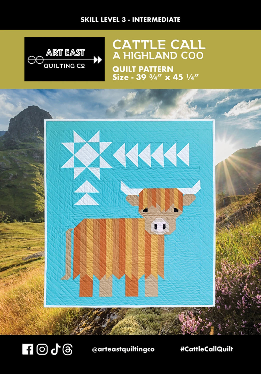 Cattle Call - a Highland coo quilt pattern - 39x45 - Art East Quilting Co.