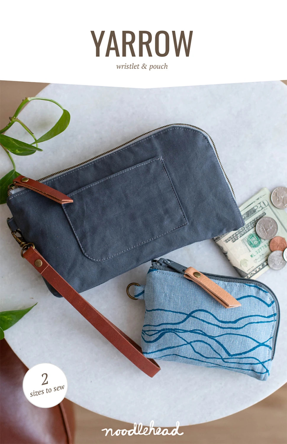 Yarrow - wristlet & pouch - 2 sizes by Noodlehead