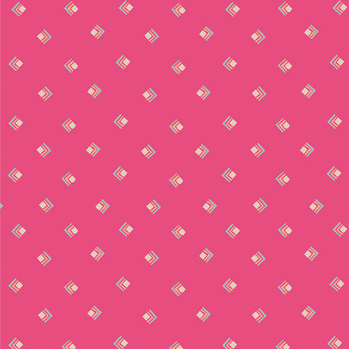 Open Heart - Everlasting Token - Pink- tan,peach & blue geometric on hot pink