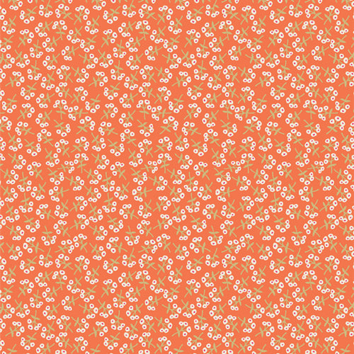 Open Heart - Sweet Floret - Peach - small white flowers on orange