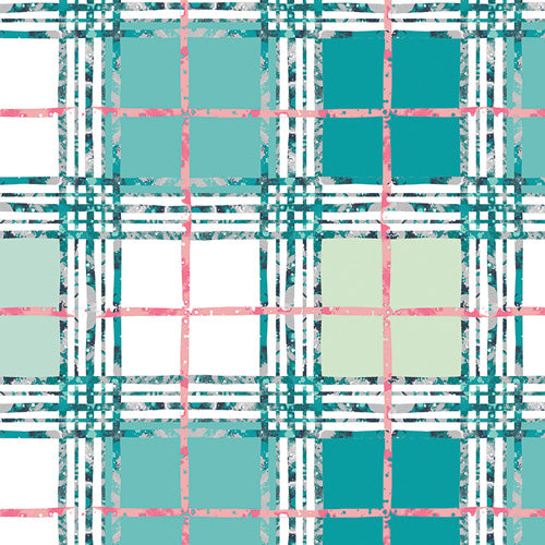 Lavish - Trellis Plaid - Fresh - teal, aqua, white & pink plaid