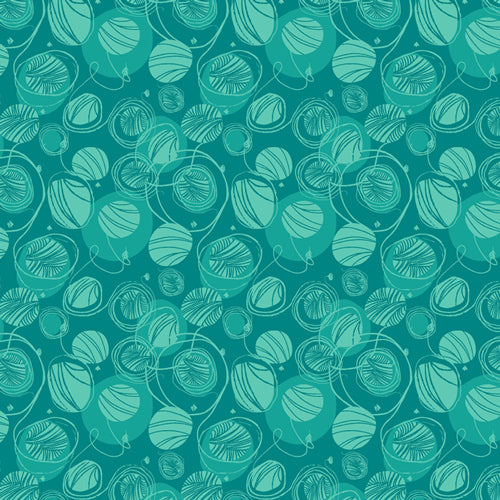 Oh, Meow - Caturday Fun - Yarn Balls -  aqua yarn balls on teal