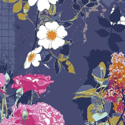 Grid - Framework - Violet - floral on purple & white grid
