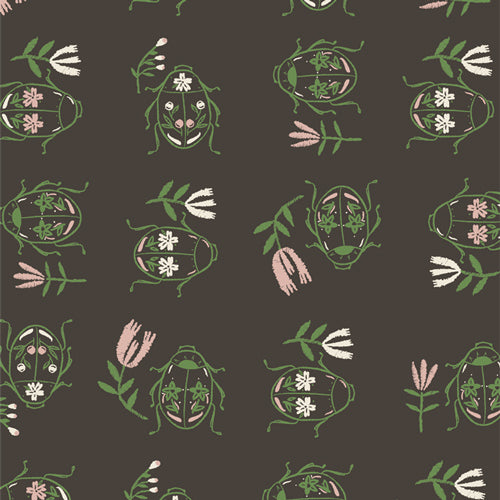 Merriweather-Chocolate-June Bug Twirl-Green Line Drawings of June Bugs Among