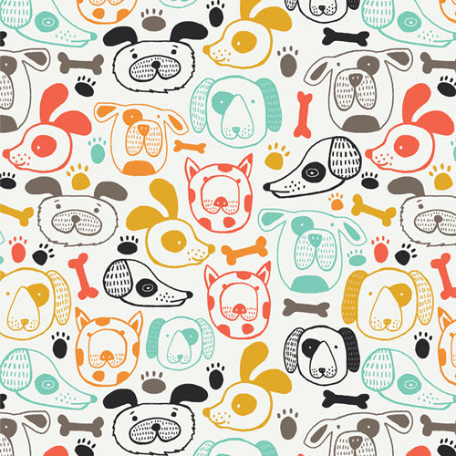 Oh, Woof! - Woof This Way - White - multicolored dogs on white