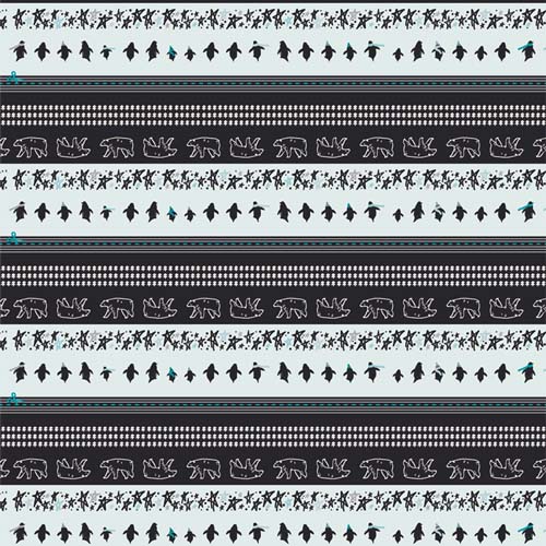 Arctic Tale - Winter Bound -Binding Stripe - black & aqua stripe w/bears
