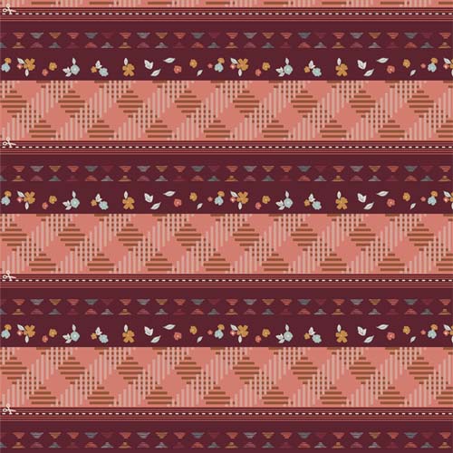 Tumbleweed - Desert Bound -Binding Stripe - rust geometric & floral stripe
