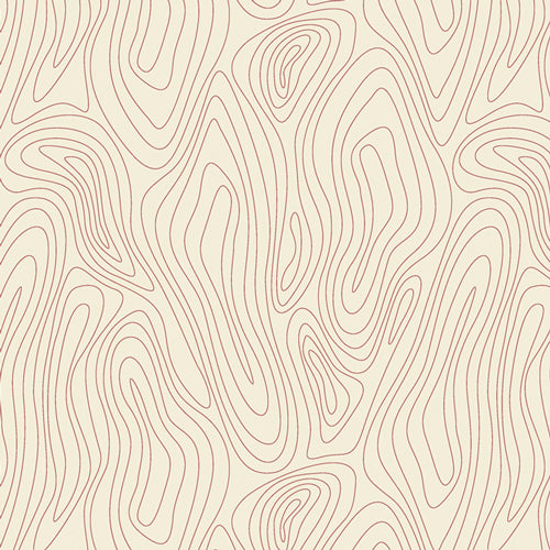 Capsules TerraKotta - Rippling Terrain - Cream - red contour lines on cream