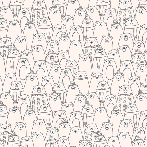 Arctic Tale - Cozy Bears - packed polar bears with hats on cream