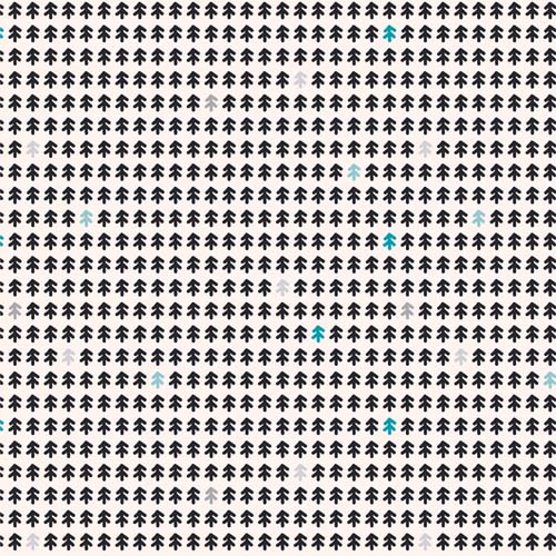 Arctic Tale - Little Timeberland - rows of tiny black & aqua trees on cream