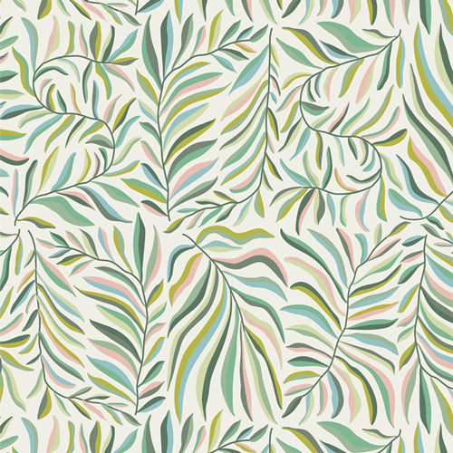 The Cur8tor Botanica - Foliage Dance - multi colored fern leaves on cream