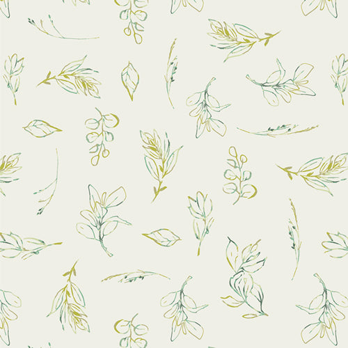 The Cur8tor Botanica - Sprinkled Sprigs - green sprigs on cream