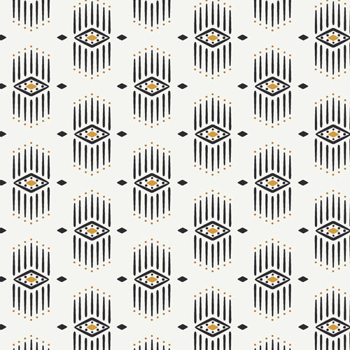 Capsule Pacha - Rising Sun -diamond geometric print gold and black on cream