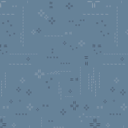 Decostitch Elements - Blue Minerale - stitched elements on blue
