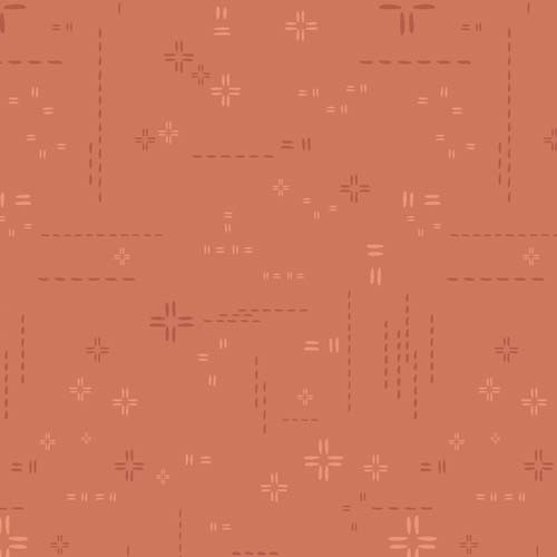 Decostitch Elements - Red Desert - stitched lines on coral