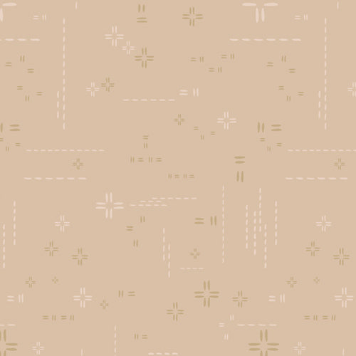 Decostitch Elements - Cafe Latte - cream & brown stitched elements on tan