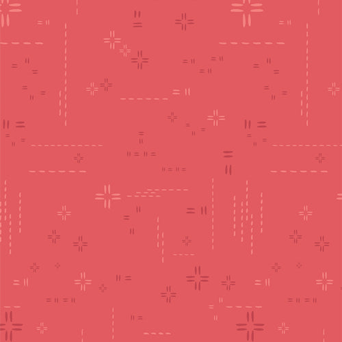Decostitch Elements - Desert Rose - stitched elements on bright coral