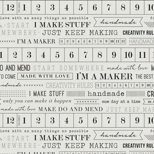 Timeless Prints - I'm A Maker- Numerals & Text on Natural