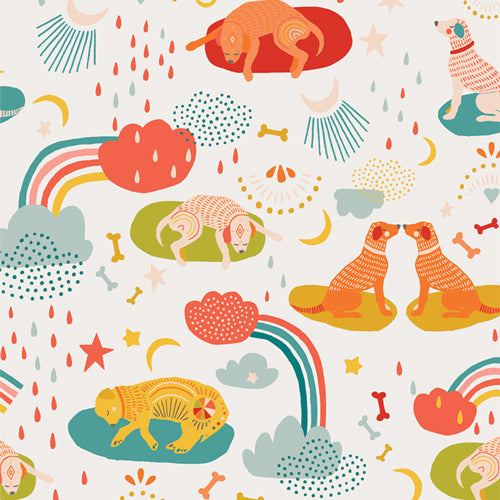 Oh, Woof! - Daydream Dogdream - colorful sleeping dogs & dreams on cream