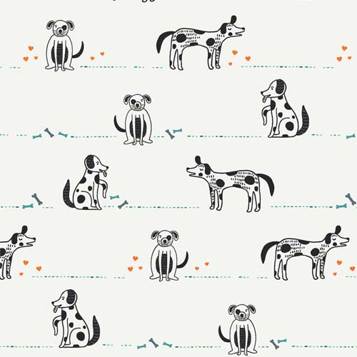 Oh, Woof! - Good Pup - rows of black & white dogs on white