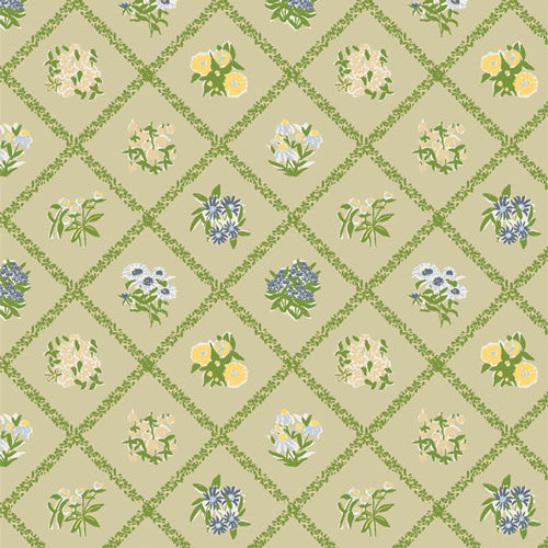 Potager- Cottage Garden Abloom - Green - Plaid - floral lattice