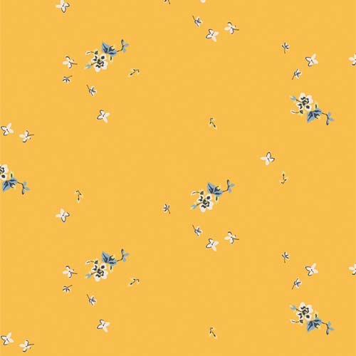 Potager- Delicate Balance - Golden - small white & blue flowers on golden yellow