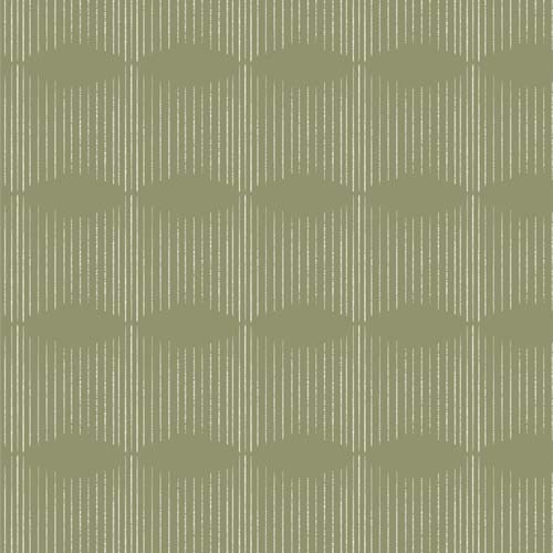 Potager- Dream Weaver - Green - cream lines on green