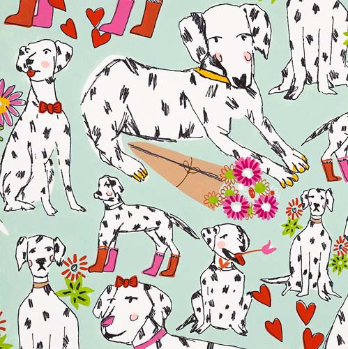 Spot on Love - Aqua - Dalmations & flowers on aqua