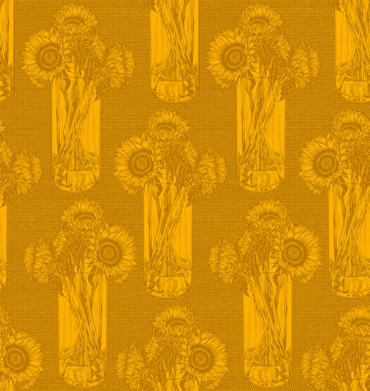 Indelible - Sunflowers - Saffron - tone on tone gold sunflowers- Anna Maria