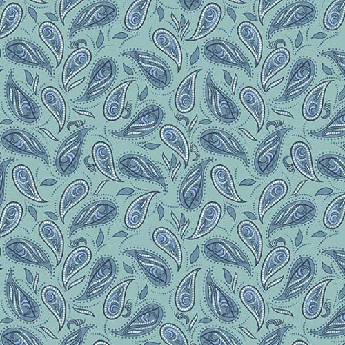 At Days End - Repose - GrassyFields - Paisleys in teals & blue