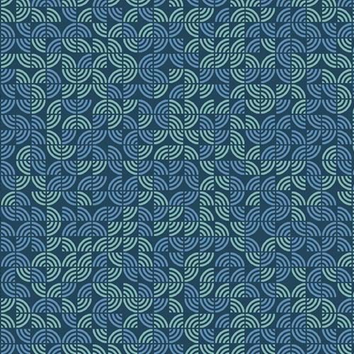 At Days End - Prairie Winds -Grassy Fields- teal & blues geometric fans