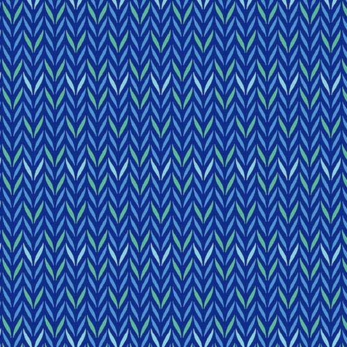Mollys Magic - Leafy - Blue Orchid - rows of blue & green leaves on dk blue