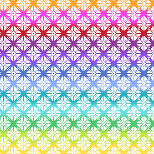 Rainbow Wonderland - Pinwheel - White - rainbow diamond knit  look  on white