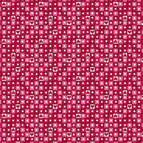Love Me Do- Heart Grid - Black - black pink & red squares w/hearts