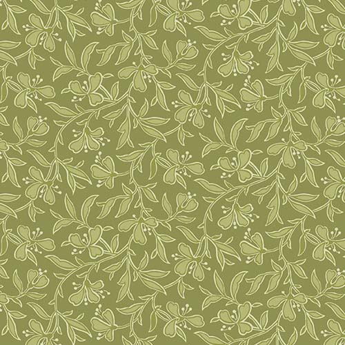 Fleur Nouveau - Vine - Green - green tone on tone flowers & vines
