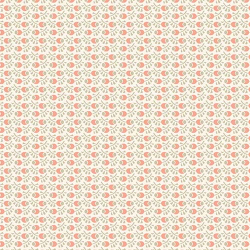 Fleur Nouveau - Rosehip - Light Orange - small pink & tan buds on cream
