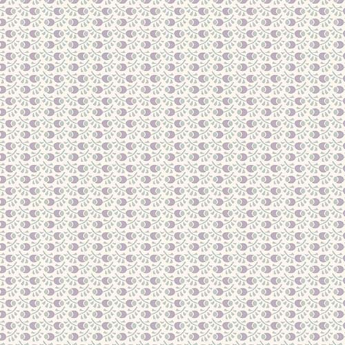 Fleur Nouveau - Rosehip - Light Purple - small purple & gray buds on cream