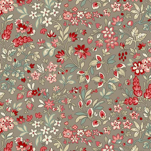 Tradewinds - Tropical - Stormwind - pink & cream floral on taupe
