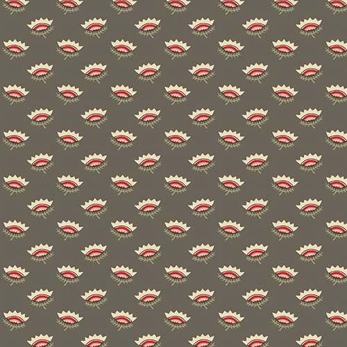 Tradewinds - Crown Flower - Dolphin - pink & cream flowers on dark taupe