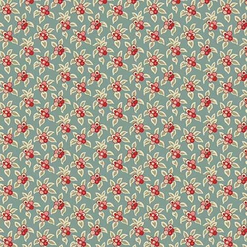 Tradewinds - Plumeria - Aquamarine - small red floral on aqua