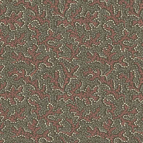 Tradewinds - Coralberry - Dolphin- pink & taupe vines on dark taupe